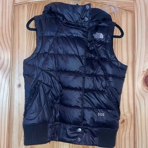 North Face Black Puffer Vest With Hood